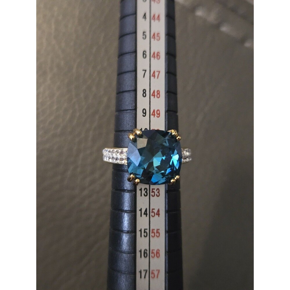 CUYA "Aurora" London Blue Topaz/Paraiba Simulated Gemstone Ring - Size 5.75